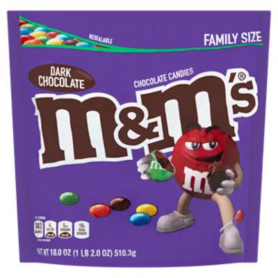 M&M's Dark Chocolate Candies Family Size, 18.0 oz