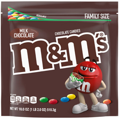 M&M's Chocolate Candies, Milk Chocolate, Family Size - 19.20 oz