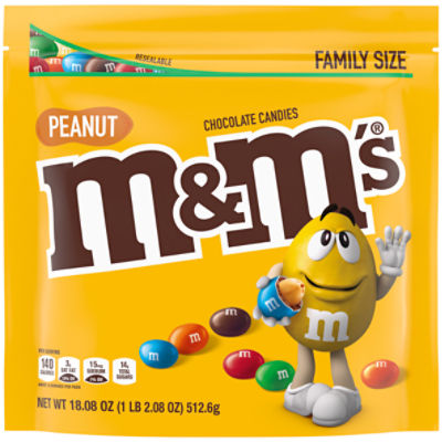 M&M's Peanut Chocolate Candies Family Size, 18.08 oz