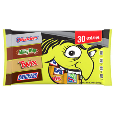 Mars Variety Bag 3 Musketeers, Milky Way, Twix and Snickers Candies Minis, 30 count, 8.57 oz
