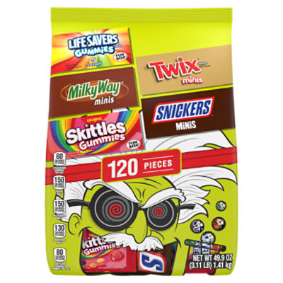 Mars Variety Bag Life Savers, Milky Way, Skittles, Twix and Snickers Halloween Candy, 120 count, 49.9 oz