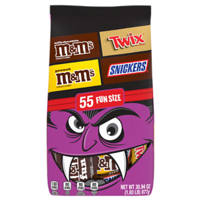 Mars Variety Bag M&M'S, Twix and Snickers Fun Size Candy, 55 count, 30.94 oz, 30.94 Ounce