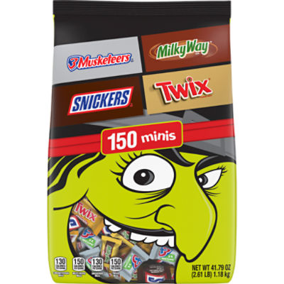 Mars Variety Bag 3 Musketeers, Snickers, Milky Way and Twix Minis Candy Bars, 150 count, 41.79 oz