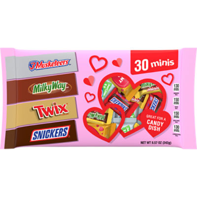 MIXED CHOCOLATE VARIETY MINIATURES LAYDOWN BAG VALENTINE'S DAY 8.57 OUNCES PER BAG