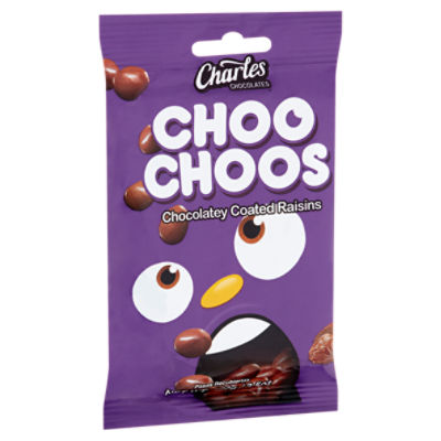 Charles Choo Choos Chocolatey Coated Raisins Chocolates, 3.5 oz