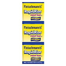 Fleischmann's RapidRise Fast-Acting Instant Yeast, 1/4 oz, 3 count, 0.75 Ounce