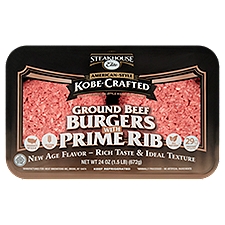 Steakhouse Elite American-Style Kobe-Crafted Ground Beef Burgers with Prime Rib, 24 oz