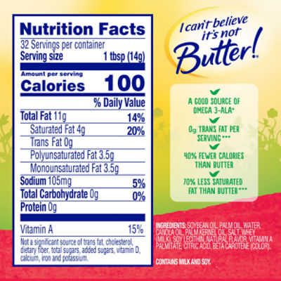 I Can’t Believe It’s Not Butter! The Original 75% Vegetable Oil Spread Sticks, 4 count, 16 oz