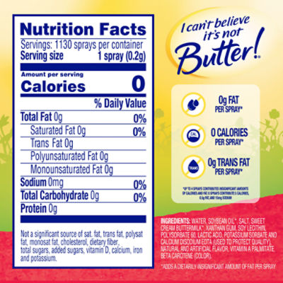 I Can't Believe It's Not Butter! The Original 40% Vegetable Oil Spray, 8 fl oz