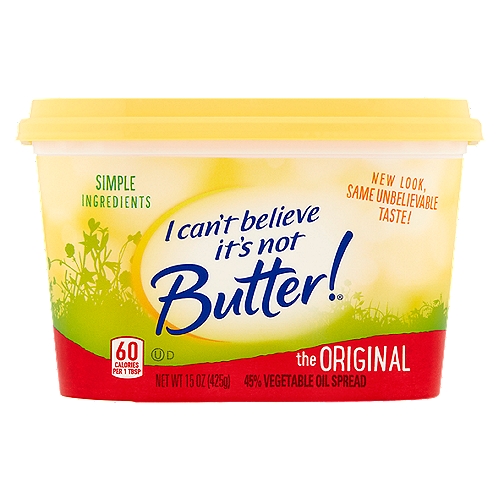 I Can't Believe It's Not Butter! Original is made from plant-based oils and is a source of good fats as well as a good or excellent source of Omega-3 ALA.