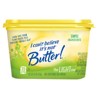 I Can't Believe It's Not Butter! The Light One 28% Vegetable Oil Spread, 15 oz