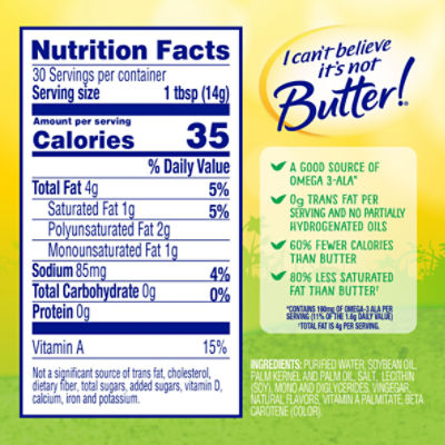 I Can’t Believe It’s Not Butter! The Light One 28% Vegetable Oil Spread, 15 oz