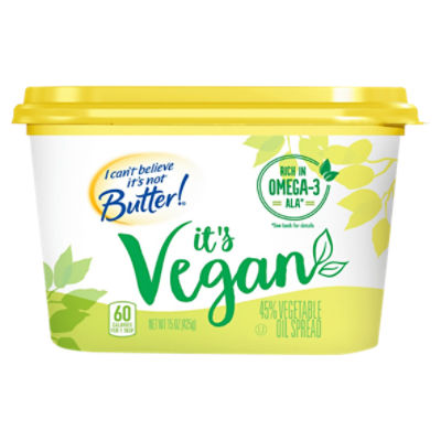 I Can't Believe it's Not Butter! It's Vegan 45% Vegetable Oil Spread, 15 oz, 15 Ounce