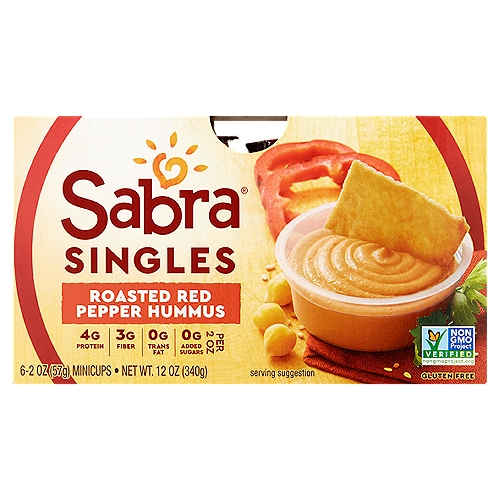 Sabra Singles Roasted Red Pepper Hummus, 2 oz, 6 count