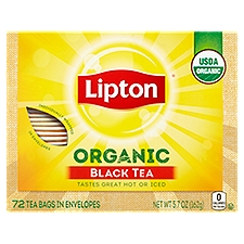 Lipton Organic Black Tea Bags in Envelopes, 72 count, 5.7 oz, 72 Each