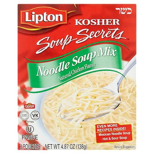 Lipton Soup Secrets Natural Kosher Chicken Flavor Noodle Soup Mix, 2 count,  4.87 oz