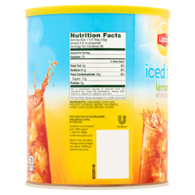 lipton ice tea nutrition label