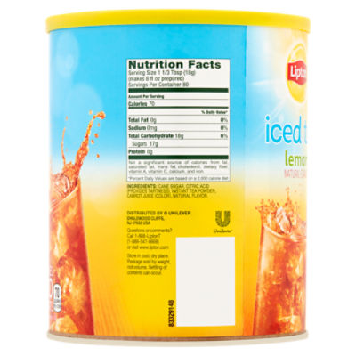 Lipton Ice Tea Nutrition Label