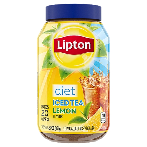 Lipton Iced Tea Diet Lemon 20 qt
Low Calorie Iced Tea Mix

Lipton's Master Blenders have crafted a delicious Diet Lemon Iced Tea with no sugar and natural lemon flavor to make the best iced tea for you and your family. Our Iced Tea Mixes are made from real tea leaves for a refreshing and satisfying taste. And, who else but Lipton could serve up so many ways to enjoy the convenience of instant iced tea? Lipton sugar-free black tea iced tea is the perfect beverage for any of your meals because it's naturally tasty and refreshing. Don't just default to the usual, enjoy the superior taste of Lipton Diet Lemon Iced Tea. A brilliant taste for a brighter day! Lipton Iced Tea Mixes are the easiest way to prepare delicious and refreshing iced tea in just seconds. Just pour 4 tablespoons of Lipton Iced Tea Mix in a glass, add 1 cup of cold water, and enjoy a perfect glass of iced tea! This mix makes 20 quarts of iced tea. At Lipton, we never compromise on quality. Only the best tea leaves go into our iced tea mixes. All our tea leaves are sourced from around the world and expertly blended so you can enjoy a premium quality experience. You will reward yourself with the fresh, delicious taste that makes iced tea a great choice.