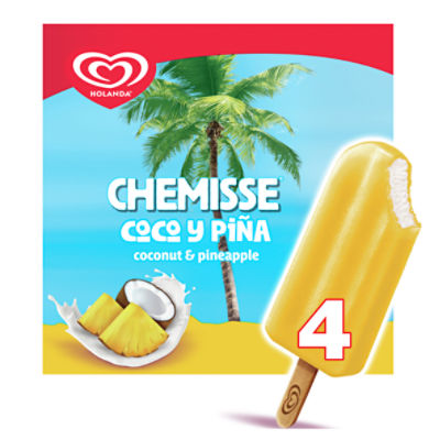 Holanda Chemisse Coconut & Pineapple Frozen Dairy Dessert Bars, 4 count, 8.79 fl oz