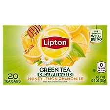 Lipton Decaffeinated Honey Lemon Chamomile Green Tea Bags, 20 count, 0.9 oz