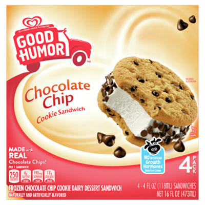 Good Humor Chocolate Chip Cookie Sandwich, 4 fl oz, 4 count