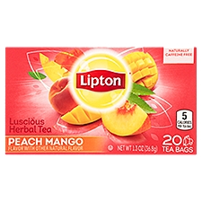 Lipton Peach Mango Luscious Herbal Tea Bags, 20 count, 1.3 oz
