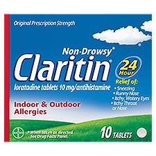 Claritin Indoor & Outdoor Allergies 10 mg, Tablets, 10 Each
