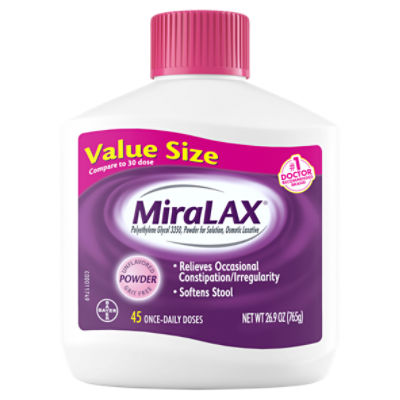 MiraLAX Unflavored Powder Laxative Value Size, 45 count, 26.9 oz - ShopRite