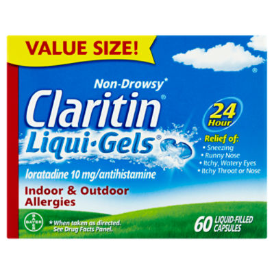Claritin Liqui-Gels 24 Hour Non-Drowsy Liquid-Filled Capsules Value Size!, 10 mg, 60 count