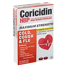 Coricidin HBP Maximum Strength Cold, Cough & Flu Liquid Gels, 24 count