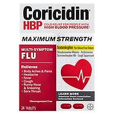 Coricidin HBP Maximum Strength Multi-Symptom Flu, Tablets, 24 Each
