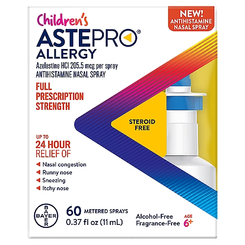 Drug FactsnActive ingredients (in each spray) - PurposenAzelastine HCl 205.5 mcg (equivalent to 167.6 mcg azelastine) - AntihistaminennUsesnTemporarily relieves these symptoms due to hay fever or other upper respiratory allergies:n■ nasal congestionn■ runny nosen■ sneezingn■ itchy nosennFirst Antihistamine Nasal Spray FDA-approved for over-the-counter use