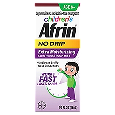 Afrin Children's No Drip Extra Moisturizing Age 6+, Stuffy Nose Pump Mist, 0.5 Fluid ounce