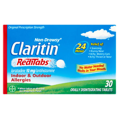 Claritin RediTabs Indoor & Outdoor Allergies Orally Disintegrating Tablets, 10 mg, 30 count, 30 Each