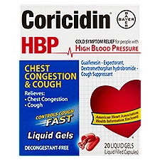 Coricidin HBP Chest Congestion & Cough, Liquid Gels, 20 Each