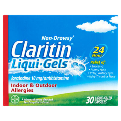 Claritin Liqui-Gels 24 Hour Non-Drowsy Liquid-Filled Capsules, 10 mg, 30 count