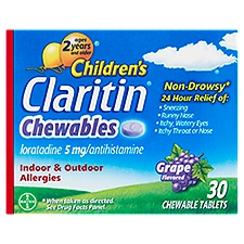 Claritin Children's Grape Flavored Chewable Tablets, Ages 2 Years and Older, 30 count