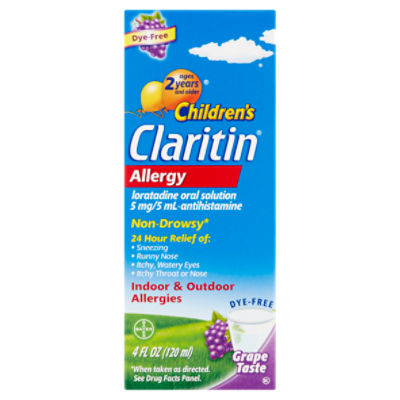 Claritin Children's Dye-Free Grape Taste Allergy Oral Solution, 4 fl oz
