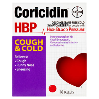 Coricidin HBP Cough & Cold Tablets, 16 count