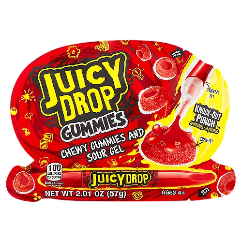 Juicy Drop Watermelon Blast Chewy Gummies and Sour Gel, 2.01 oz
Chewy Gummies and Sour Gel