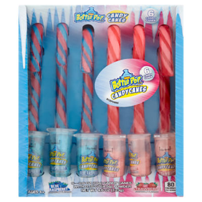 Baby Bottle Pop Blue Raspberry & Strawberry Candy Canes, 0.6 oz, 6 count