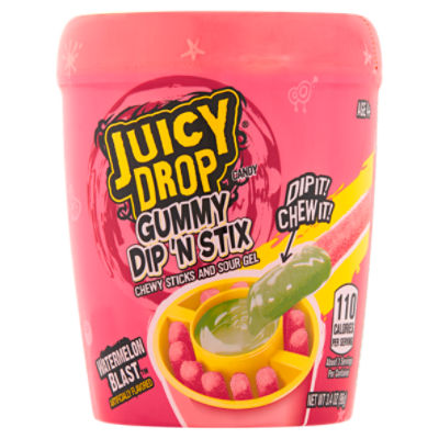 Juicy Drop Watermelon Blast Gummy Dip 'N Stix Chewy Sticks and Sour Gel, 3.4 oz