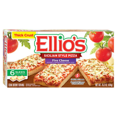Ellio's Thick Crust Five Cheese Sicilian Style Pizza, 6 count, 15.3 oz