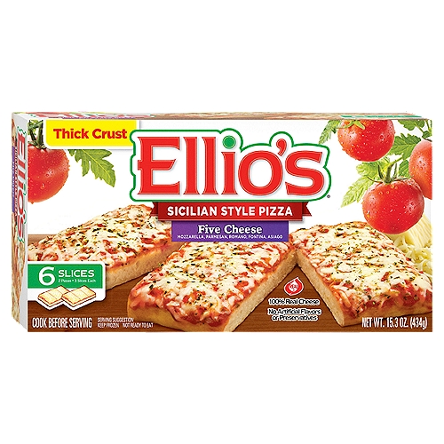 Ellio's Thick Crust Five Cheese Frozen Pizza, 6 Slice, 2 Pack, 15.3 oz