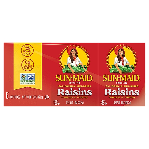 Sun-Maid California Sun-Dried Raisins, 1 oz, 6 count