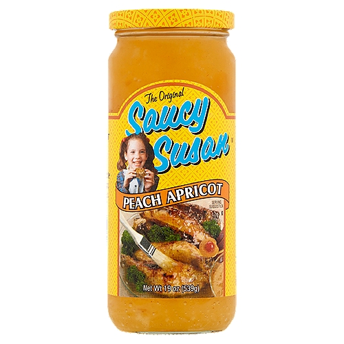 Saucy Susan The Original Peach Apricot Sauce, 19 oz
The Original Sweet & Sassy Sauce™ that started it all!
Great as a marinade or dip on chicken ribs, meat and fish.
Barbecuing or stir-fry