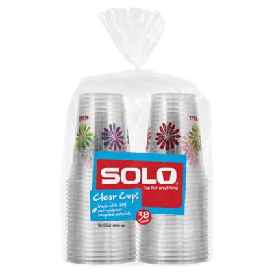 Solo Disposable Plastic Cups, Clear, 18 Oz., 25 Count