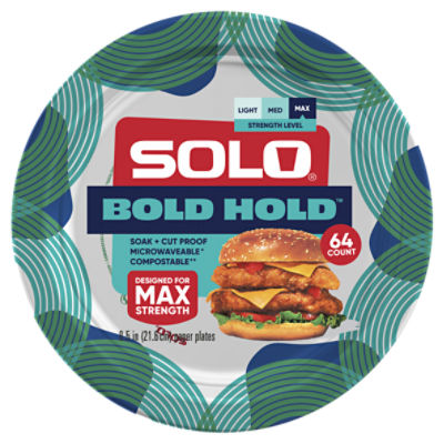 Solo Bold Hold 8.5 in Paper Plates, 64 count ShopRite
