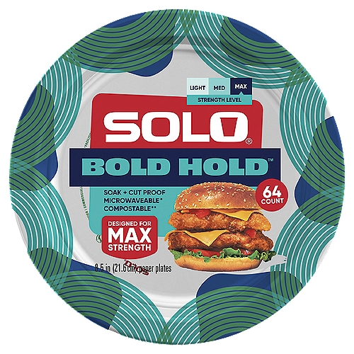 Solo Bold Hold 8.5 in Paper Plates, 64 count